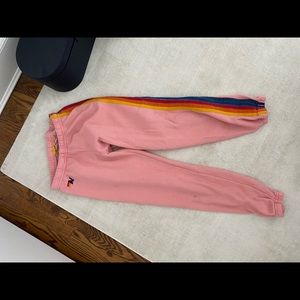 Womens Aviator Nation Pink 5-stripe Sweatpants